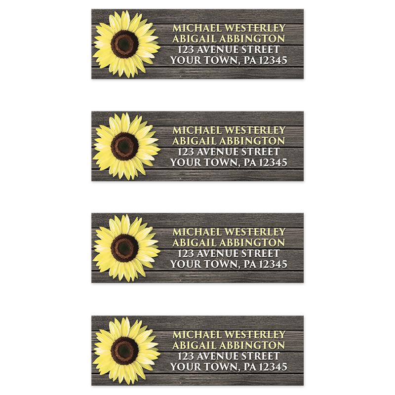 Rustic Sunflower on Wood - Sunflower Address Labels at Artistically Invited
