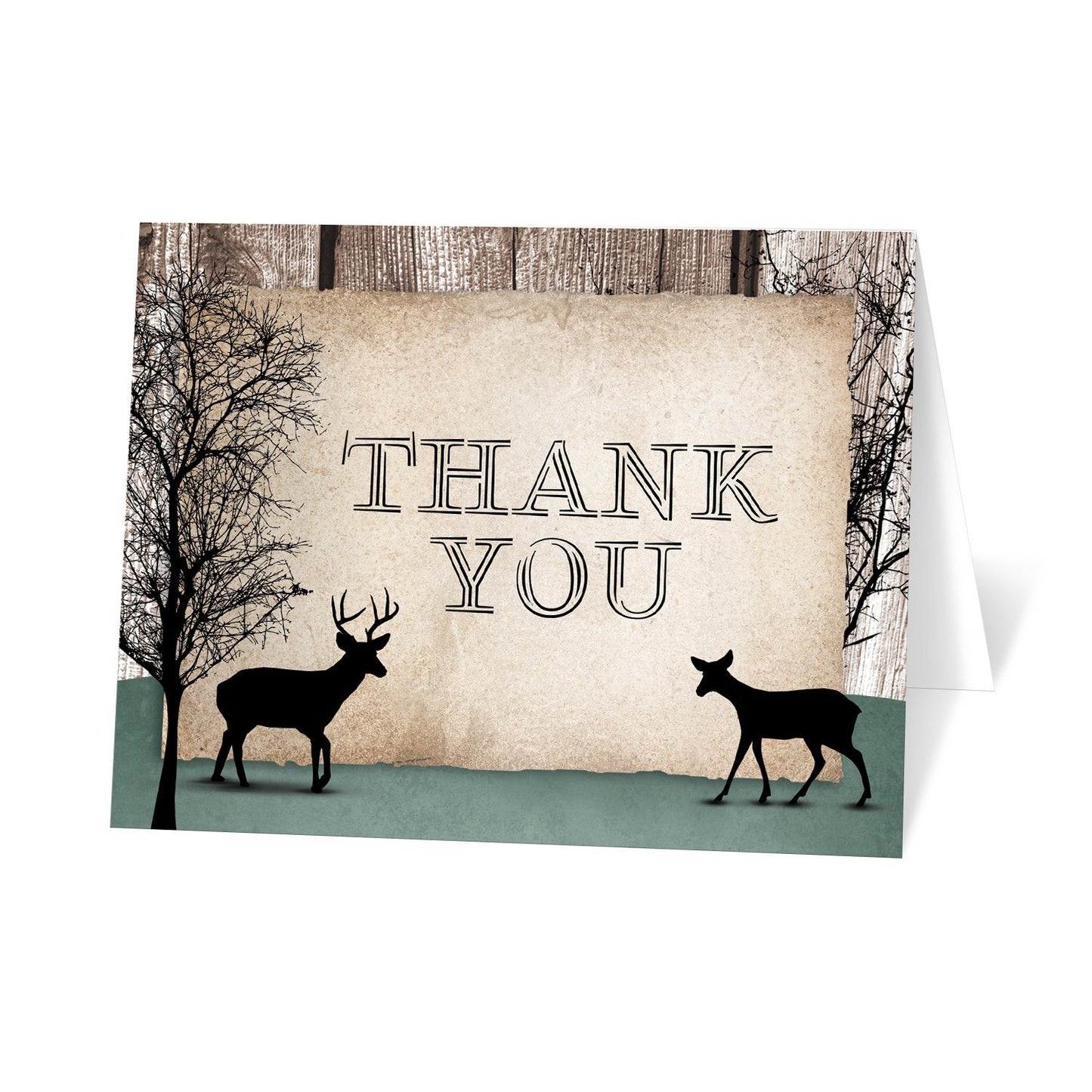 Rustic Woodsy Deer Thank You Cards at Artistically Invited.