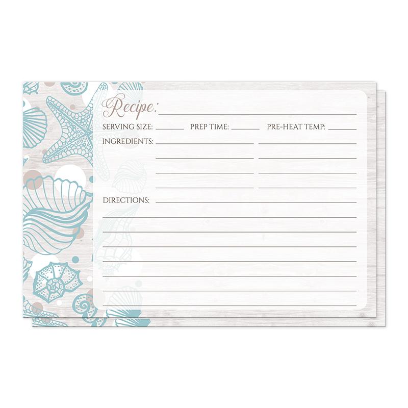 Seashell Whitewashed Wood Beach Recipe Cards at Artistically Invited