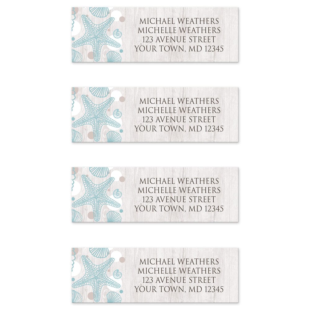 Seashell Whitewashed Wood Beach Address Labels (4 to a sheet) at Artistically Invited.