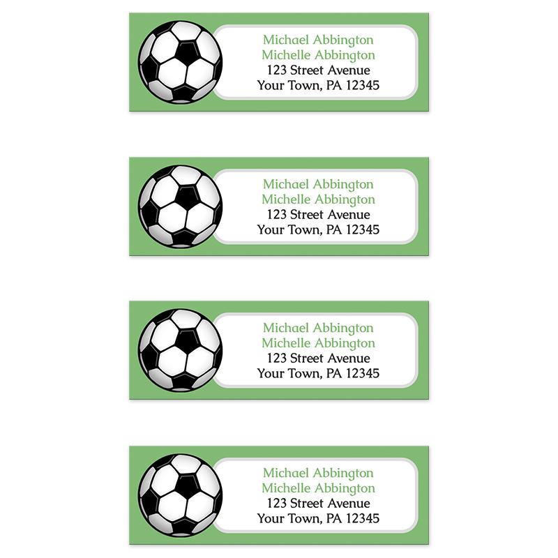 Green Soccer Ball Return Address Labels at Artistically Invited