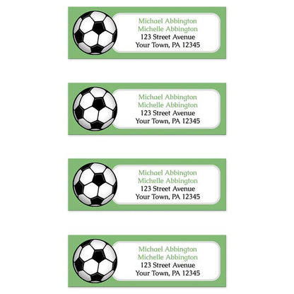 Green Soccer Ball Return Address Labels at Artistically Invited