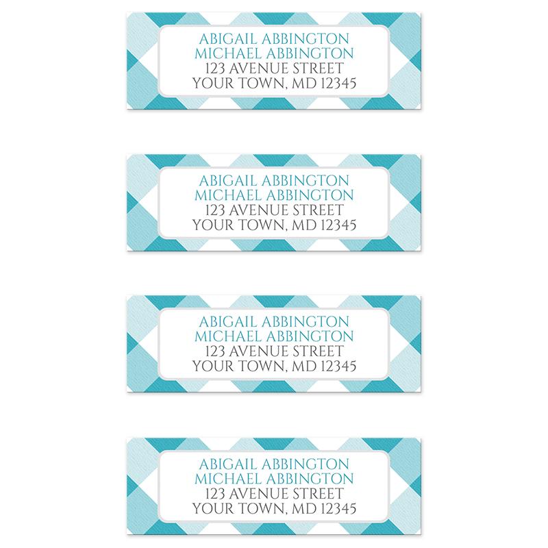 Turquoise Gingham Return Address Labels at Artistically Invited