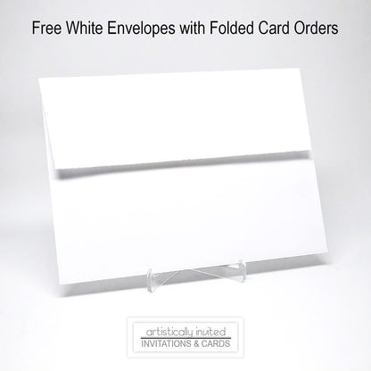 Free white envelopes with folded card orders at Artistically Invited. Image shows white envelope.