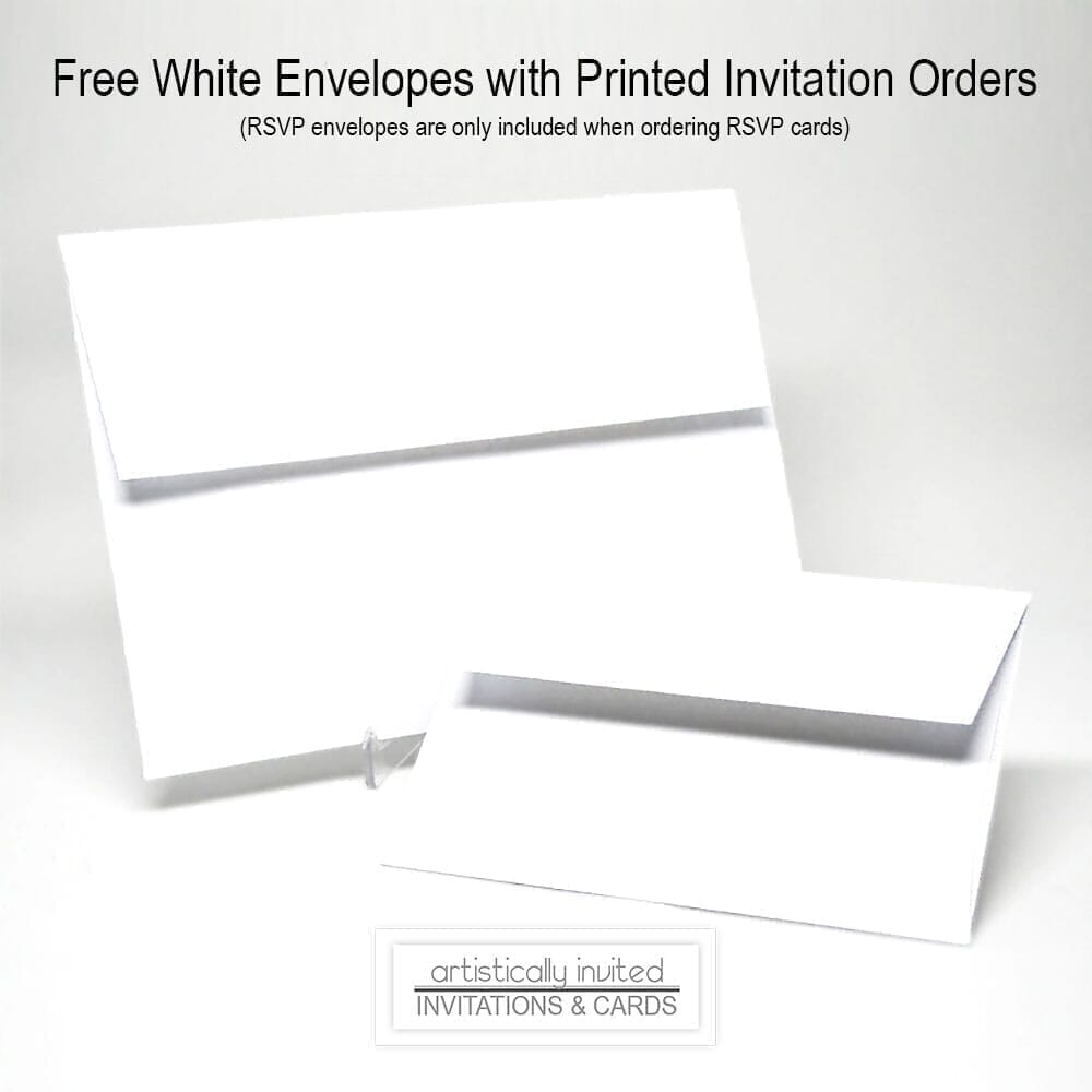 Free White Envelopes with Printed Invitation Orders at Artistically Invited