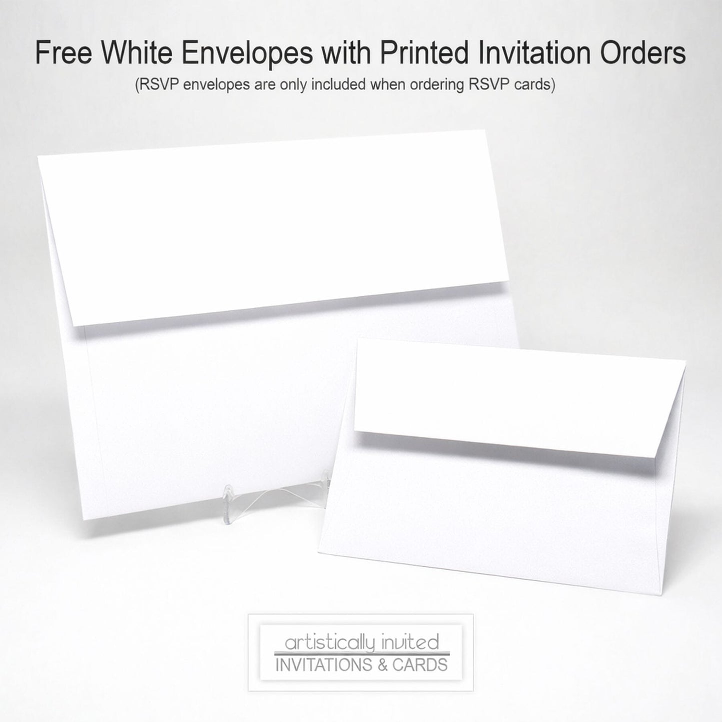 Free White Envelopes with Printed Invitation Orders at Artistically Invited