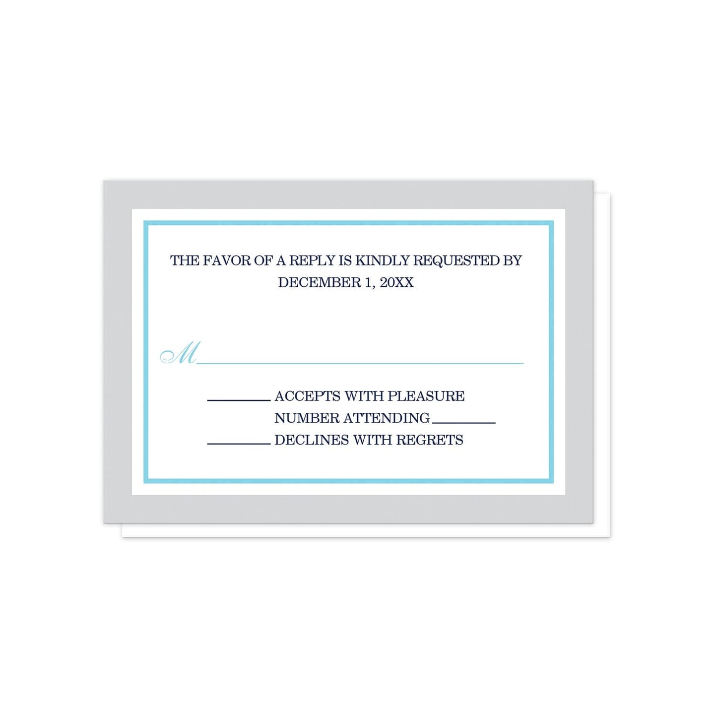 Aqua Navy Gray Winter RSVP Cards at Artistically Invited.