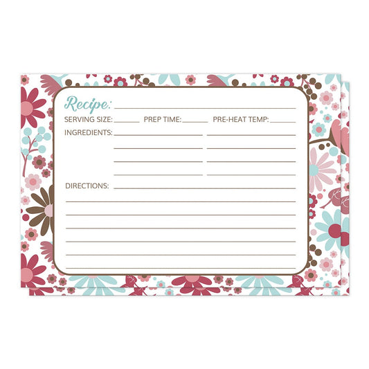 Front side of the Berry Blue Summer Flowers Recipe Cards