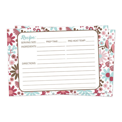 Front side of the Berry Blue Summer Flowers Recipe Cards