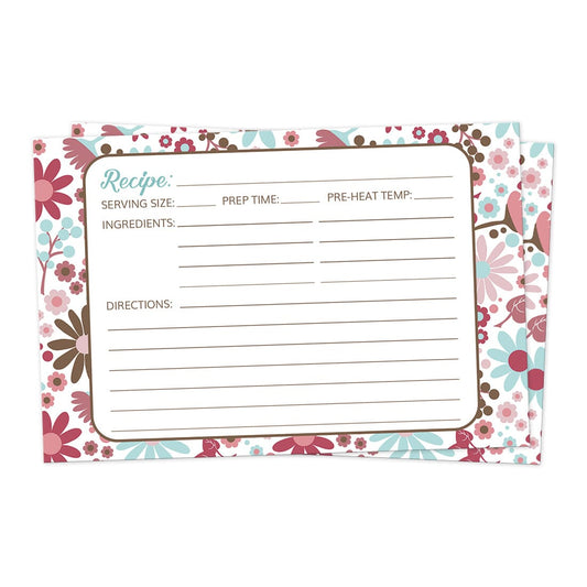 Front side of the Berry Blue Summer Flowers Recipe Cards