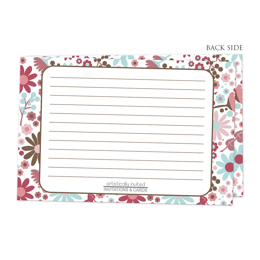 Back side of the Berry Blue Summer Flowers Recipe Cards