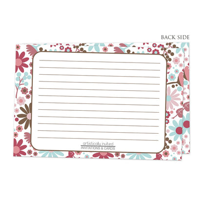 Back side of the Berry Blue Summer Flowers Recipe Cards