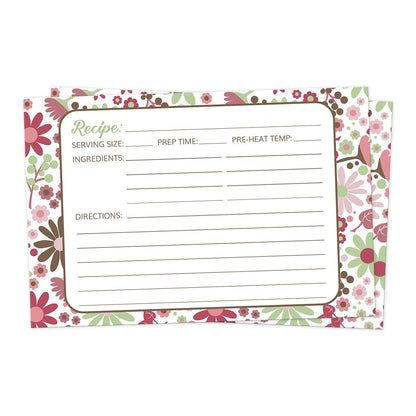 Front side of the Berry Green Summer Flowers Recipe Cards