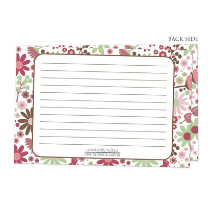 Back side of the Berry Green Summer Flowers Recipe Cards