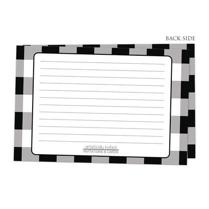 Back side of the Black and White Buffalo Plaid Recipe Cards