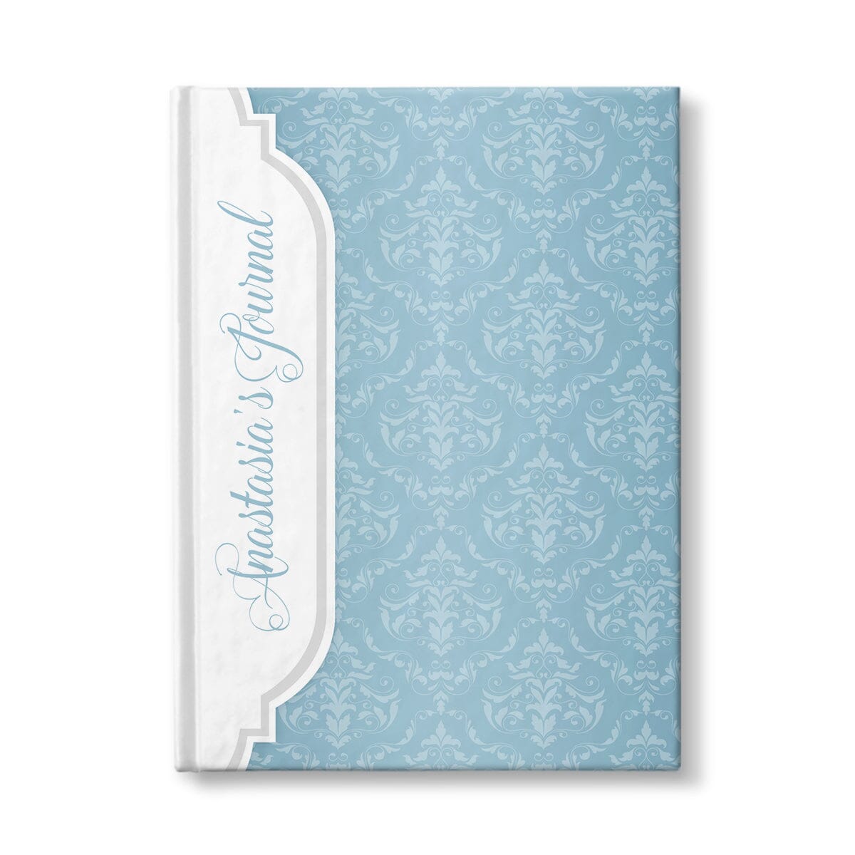 Personalized Blue Damask Journal at Artistically Invited.