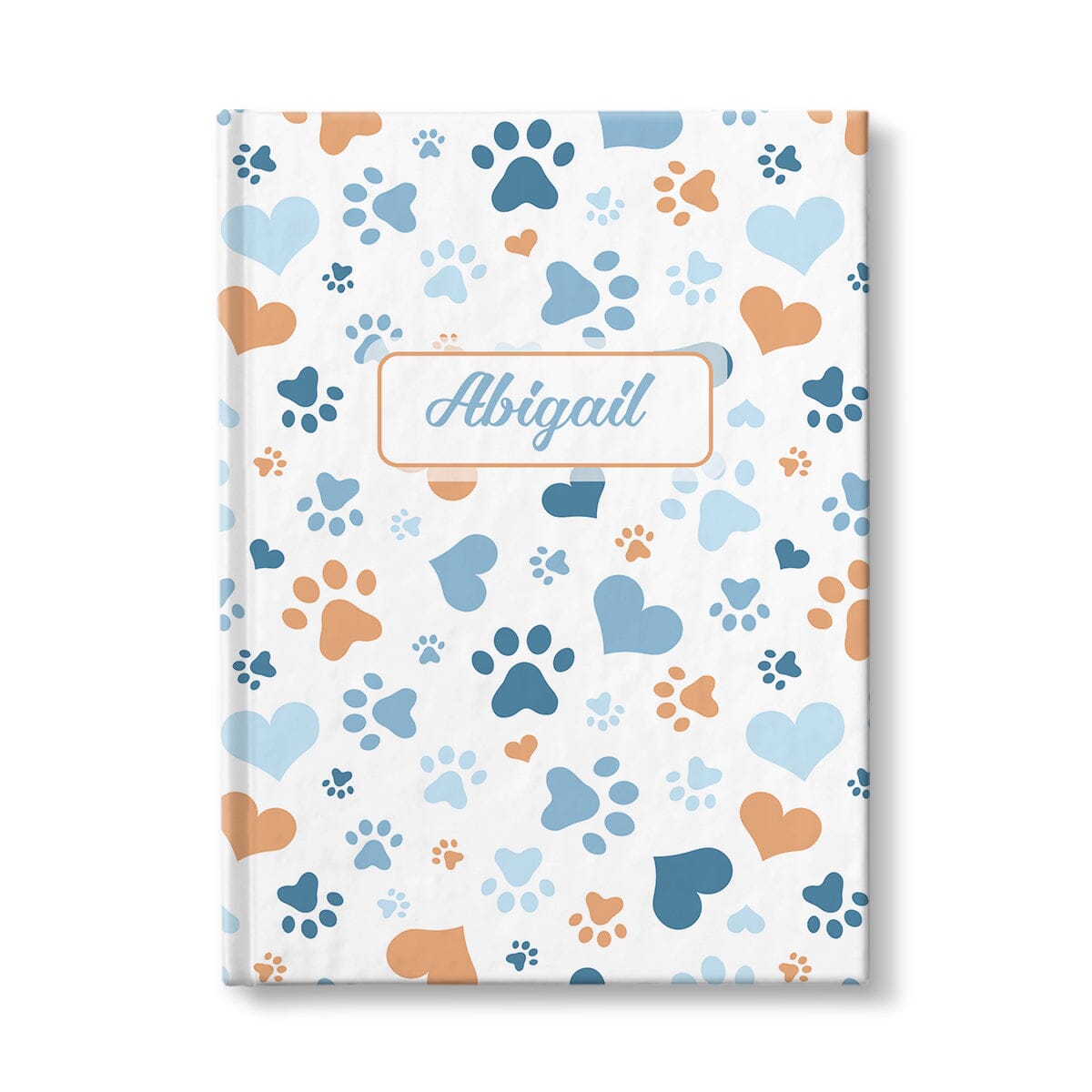 Personalized Blue Hearts and Paw Prints Journal at Artistically Invited.