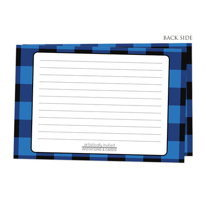 Back side of the Blue and Black Buffalo Plaid Recipe Cards