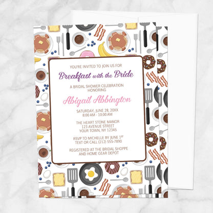 Invitation for 'Breakfast with the Bride' bridal shower on a white background