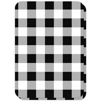 Black and White Buffalo Plaid Vow Renewal Invitations (back side with rounded corners) at Artistically Invited.