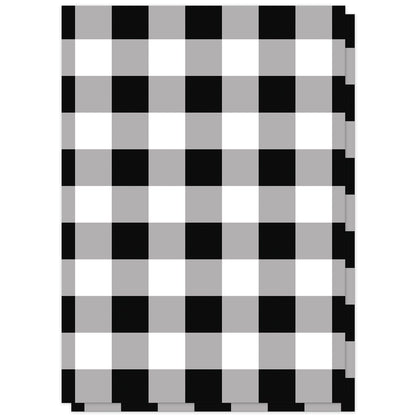 The back side of the Black and White Buffalo Plaid I Do BBQ Reception Only Invitations with the black and white buffalo plaid pattern.