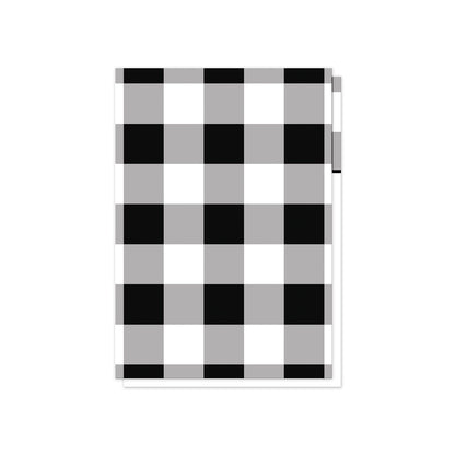 The back side of the matching RSVP cards for the Black and White Buffalo Plaid I Do BBQ Reception Only Invitations with the black and white buffalo plaid pattern.
