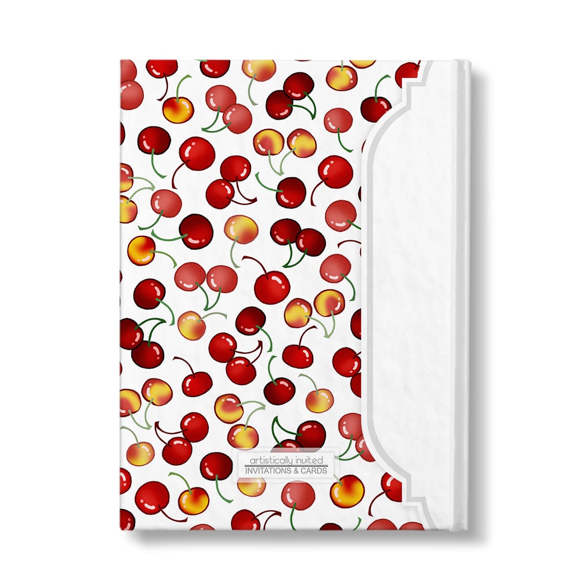 Personalized Cherries Journal at Artistically Invited. Back side of the book.