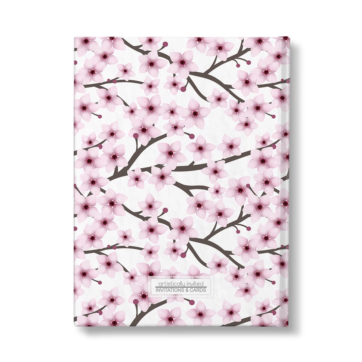 Personalized Cherry Blossom Journal at Artistically Invited. Back side of journal.