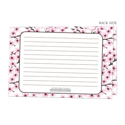 Back side of the Cherry Blossom Recipe Cards