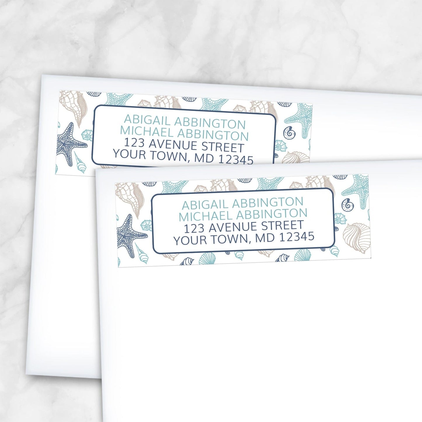 Coastal Seashell Pattern Address Labels