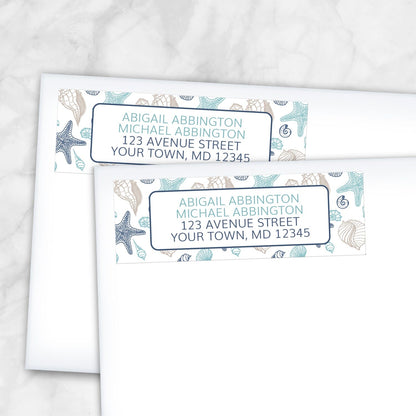 Coastal Seashell Pattern Address Labels