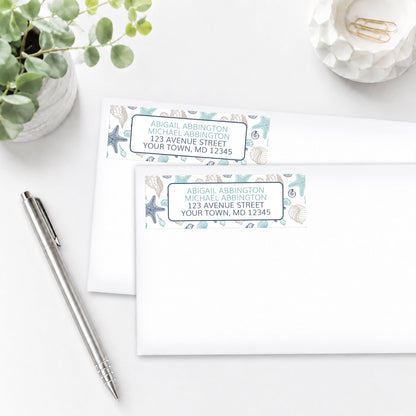 Coastal Seashell Pattern Address Labels