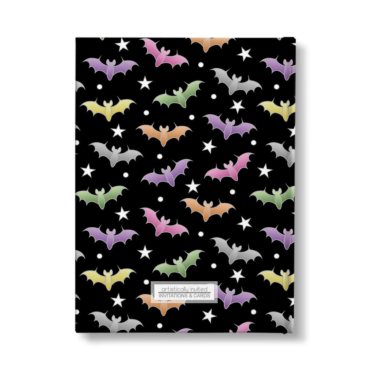 Colorful Bats Journal at Artistically Invited. Back side of the book.