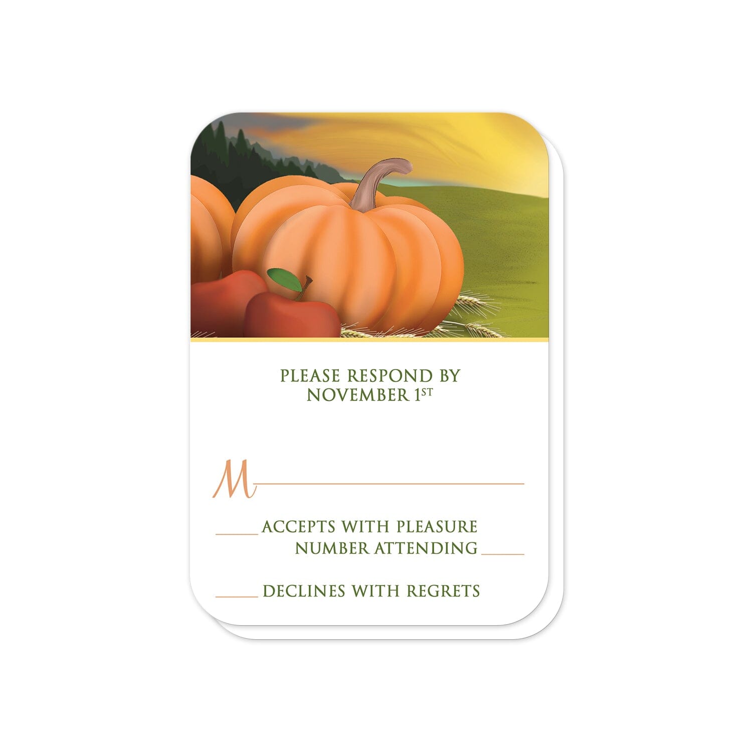 Country Autumn Harvest RSVP Cards (with rounded corners) at Artistically Invited.