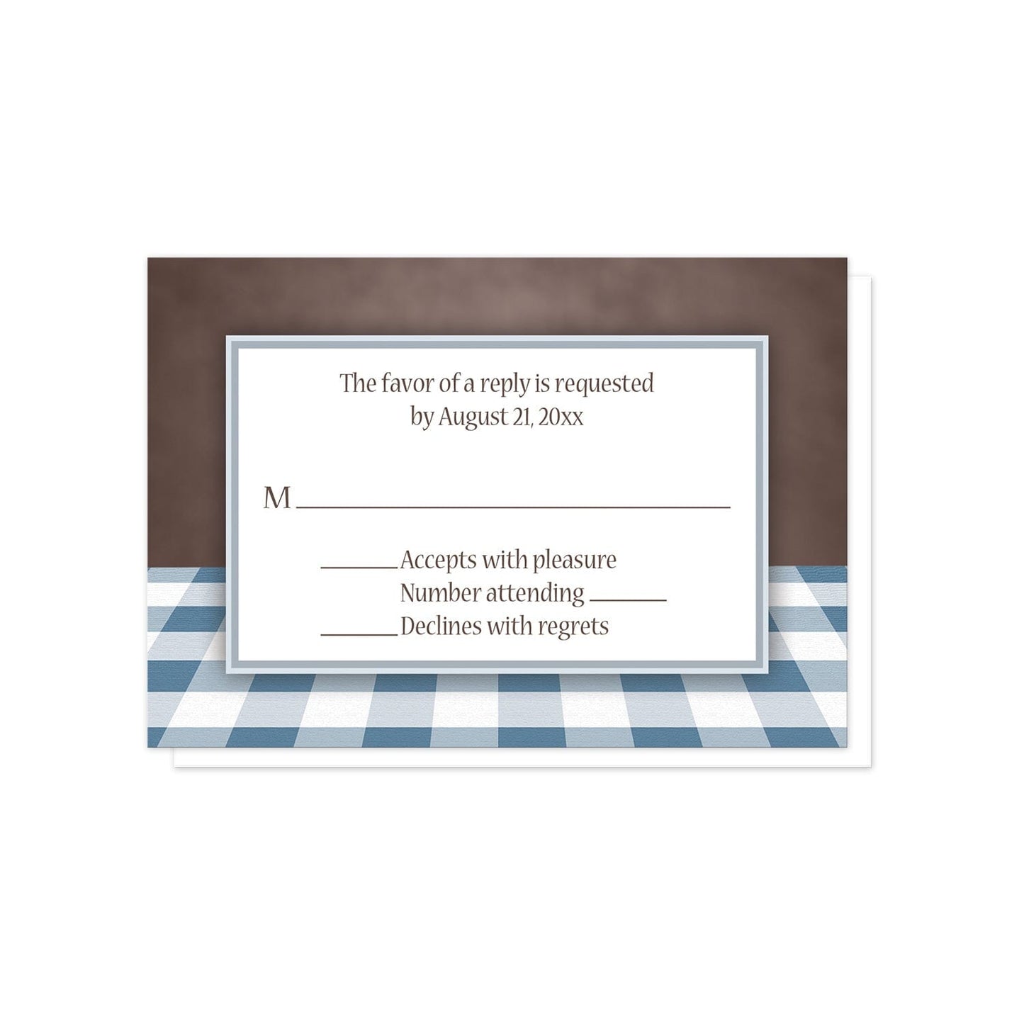 Country Mason Jar Daisy Gingham RSVP Cards at Artistically Invited.