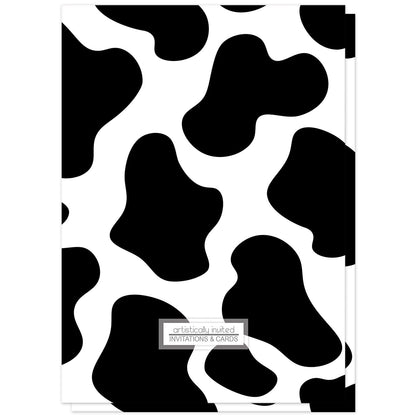 Cow Print Bridal Shower Invitations (back side) at Artistically Invited. 