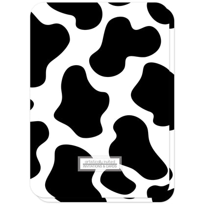 Cow Print Bridal Shower Invitations (back side, with rounded corners) at Artistically Invited. 