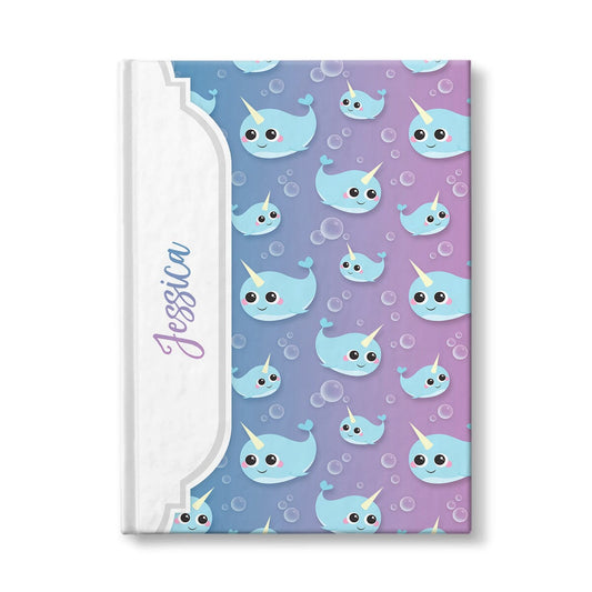 Personalized Cute Happy Narwhal Journal at Artistically Invited.