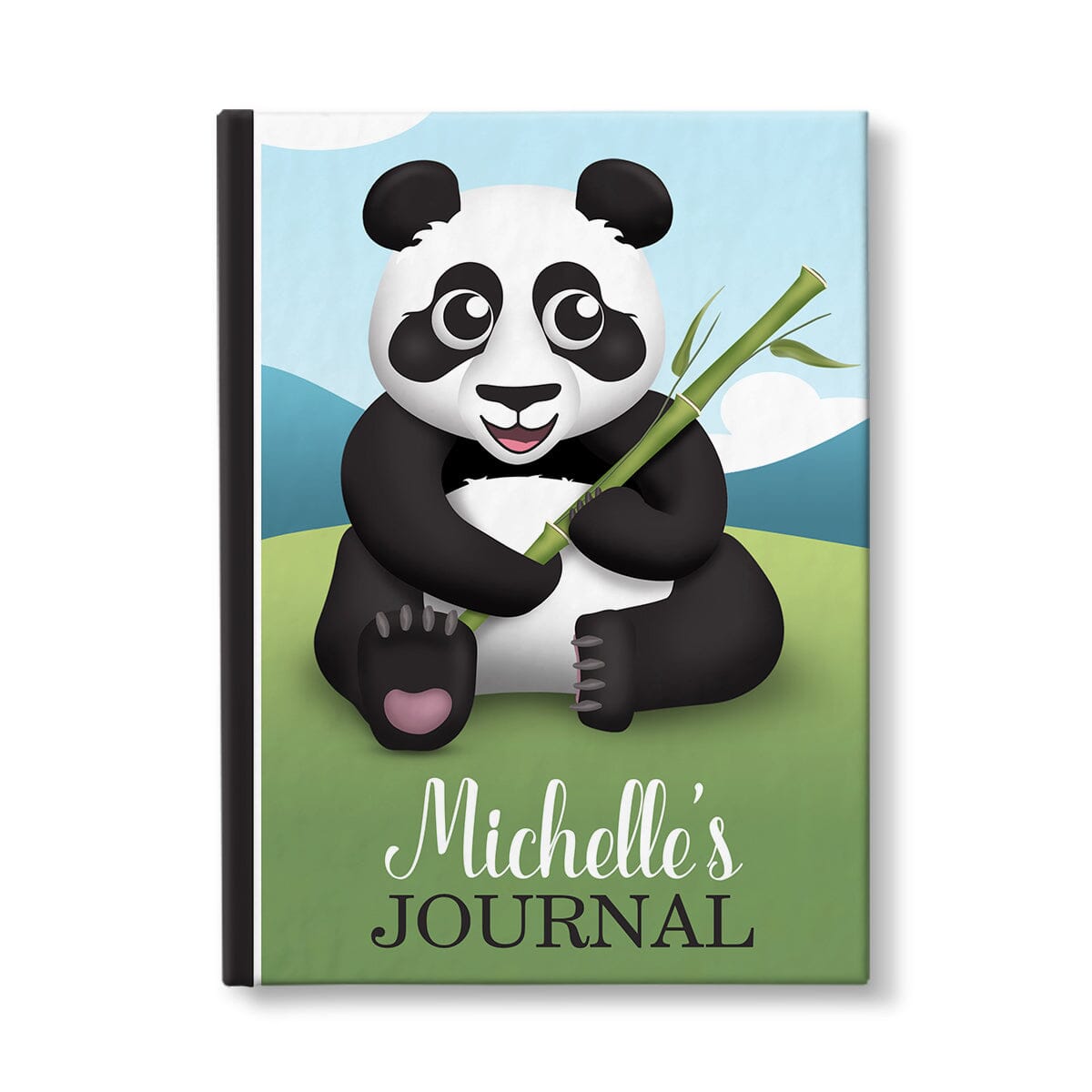 Personalized Cute Panda with Bamboo Journal at Artistically Invited.