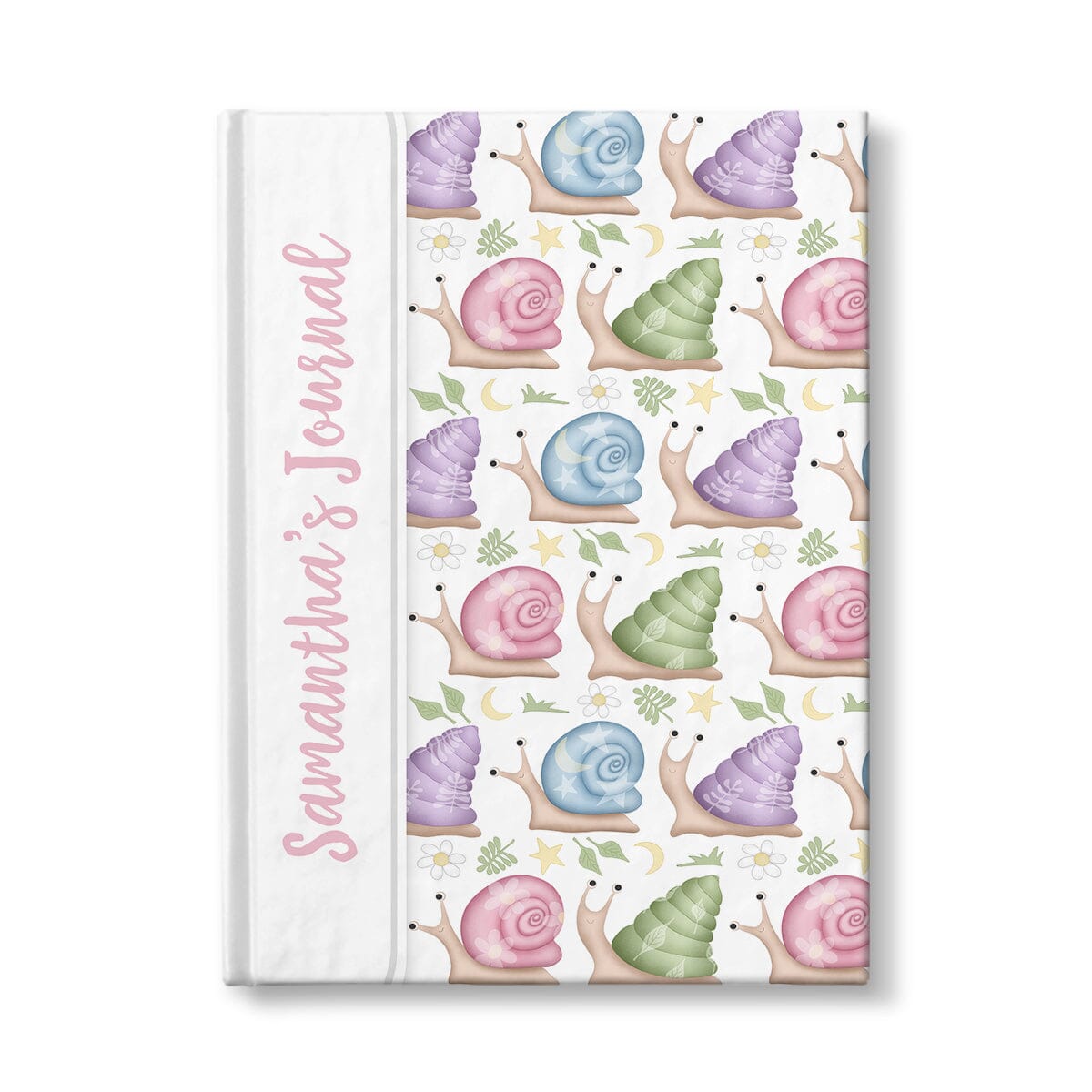 Personalized Cute Snails Journal with pink personalization at Artistically Invited.