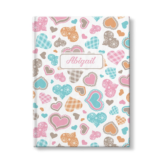 Personalized Cutesy Hearts Pattern Journal at Artistically Invited.