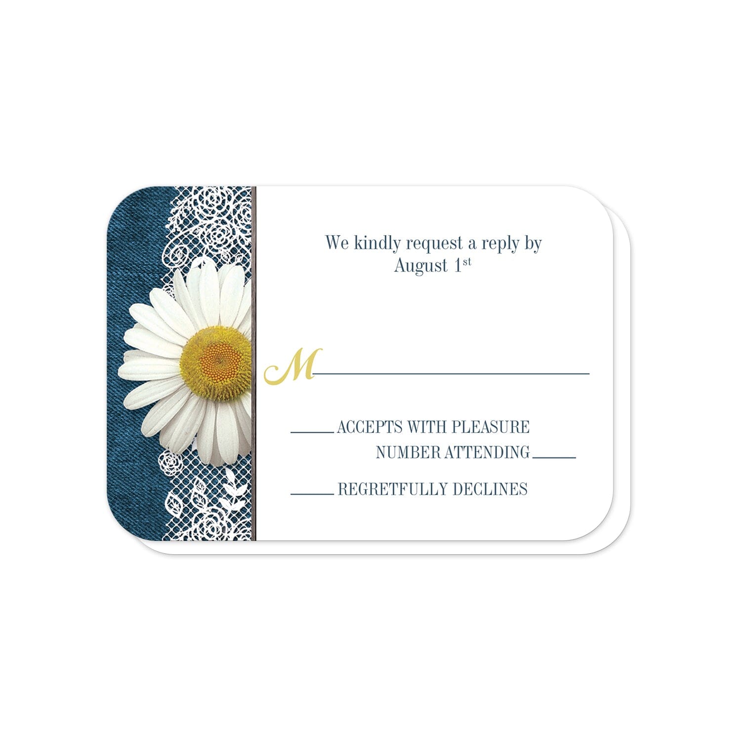 Daisy Denim and Lace I Do BBQ RSVP Cards (with rounded corners) at Artistically Invited.