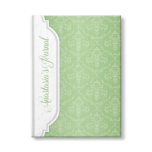 Personalized Green Damask Journal at Artistically Invited.