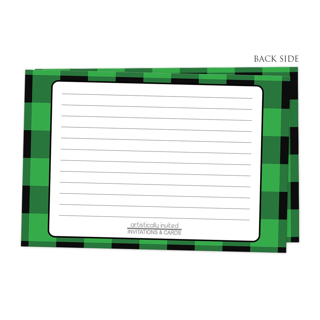Back side of the Green and Black Buffalo Plaid Recipe Cards