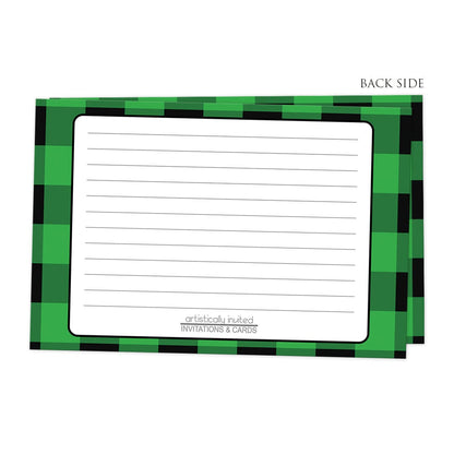 Back side of the Green and Black Buffalo Plaid Recipe Cards