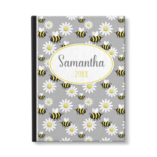 Personalized Happy Bee and Daisy Journal at Artistically Invited.