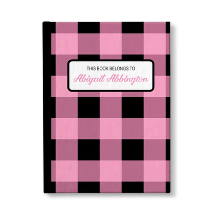Personalized Light Pink and Black Buffalo Plaid Journal at Artistically Invited.