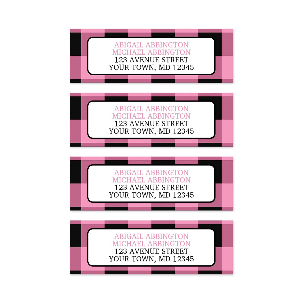 Light Pink Black Buffalo Plaid Address Labels – Artistically Invited