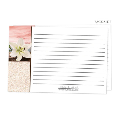 Back side of the Lily Seashells and Sand Coral Beach Recipe Cards