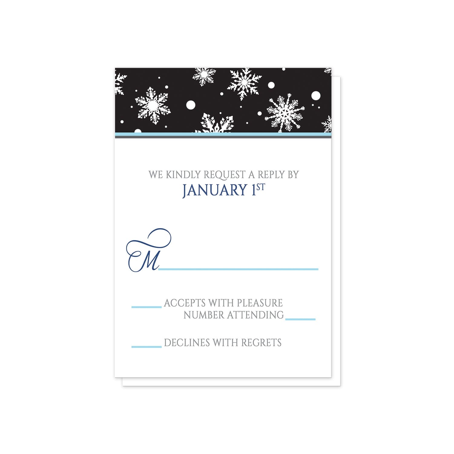 Midnight Snowflake Winter RSVP Cards at Artistically Invited.